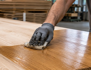 Professional surface treatment for wood: oiling, protecting, and refining – for a durable, high-quality look.