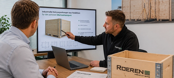 Individual packaging consulting for wooden packaging: custom-fit solutions for safe transport and reliable product protection.